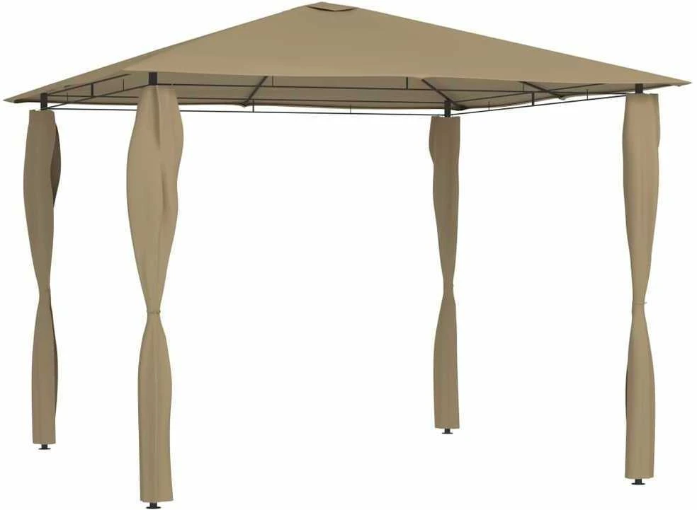 Pavėsinė su stulpų uždangalais, taupe, 3x3x2,6m, 160g/m²