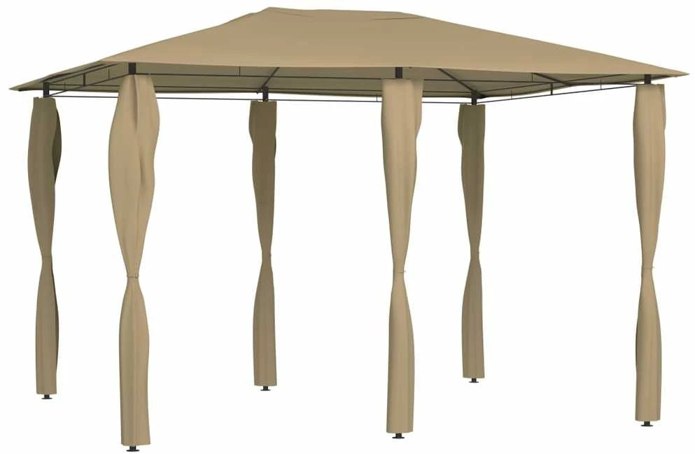 Pavėsinė su stulpų uždangalais, taupe, 3x4x2,6m, 160g/m²