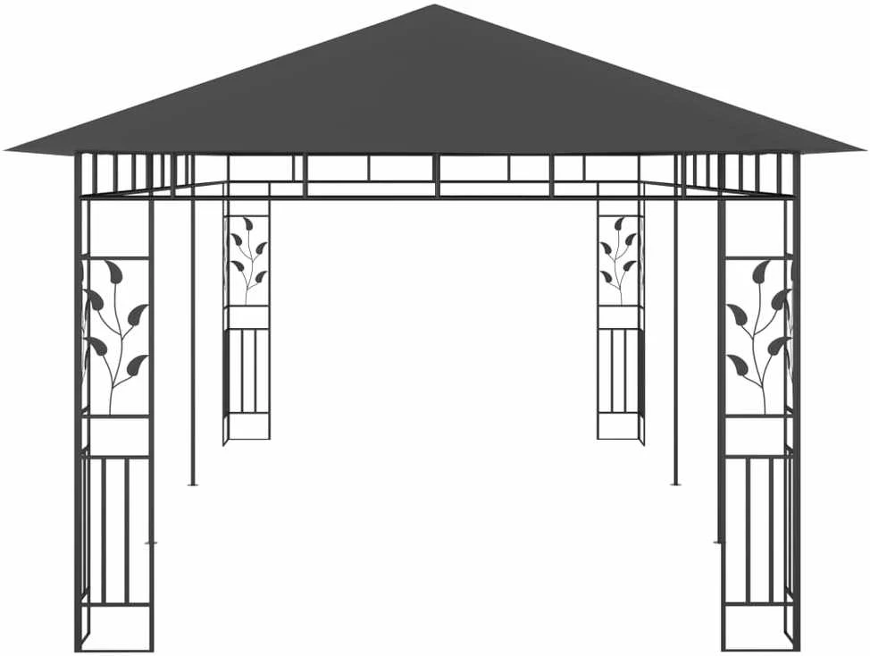 Pavėsinė su tinkleliu nuo uodų, antracito spalvos, 6x3x2,73m