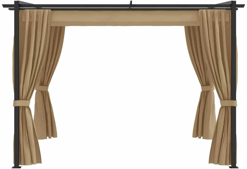 Pavėsinė su užuolaidomis, taupe spalvos, 3x3m, plienas