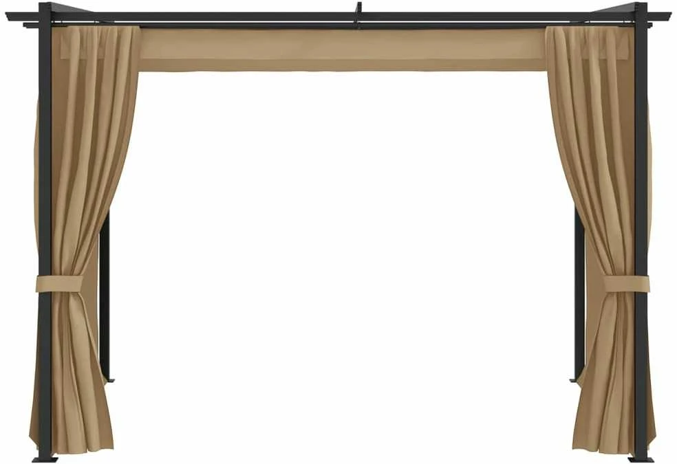 Pavėsinė su užuolaidomis, taupe spalvos, 3x3m, plienas