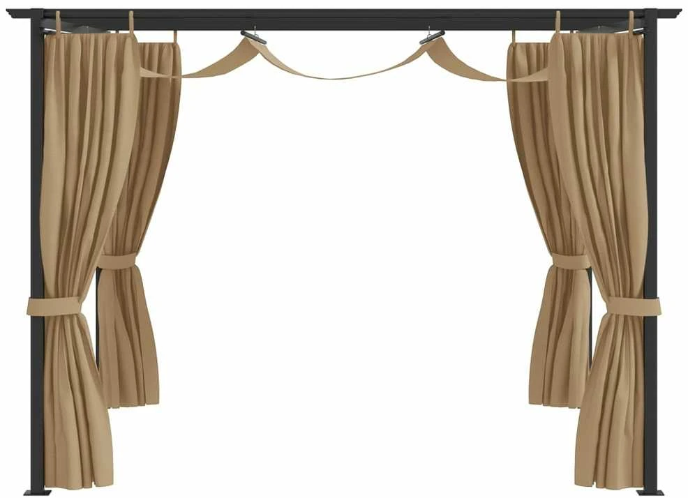 Pavėsinė su užuolaidomis, taupe spalvos, 3x3m, plienas