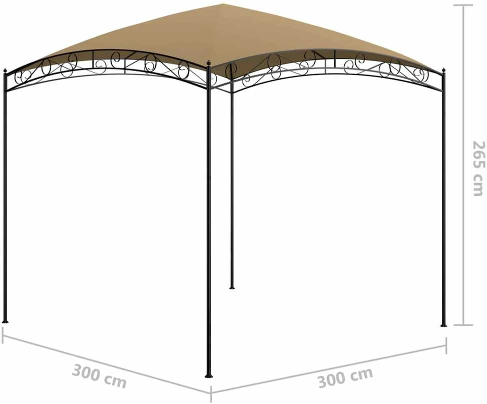 Pavėsinė, taupe spalvos, 3x3x2,65m, 180 g/m²