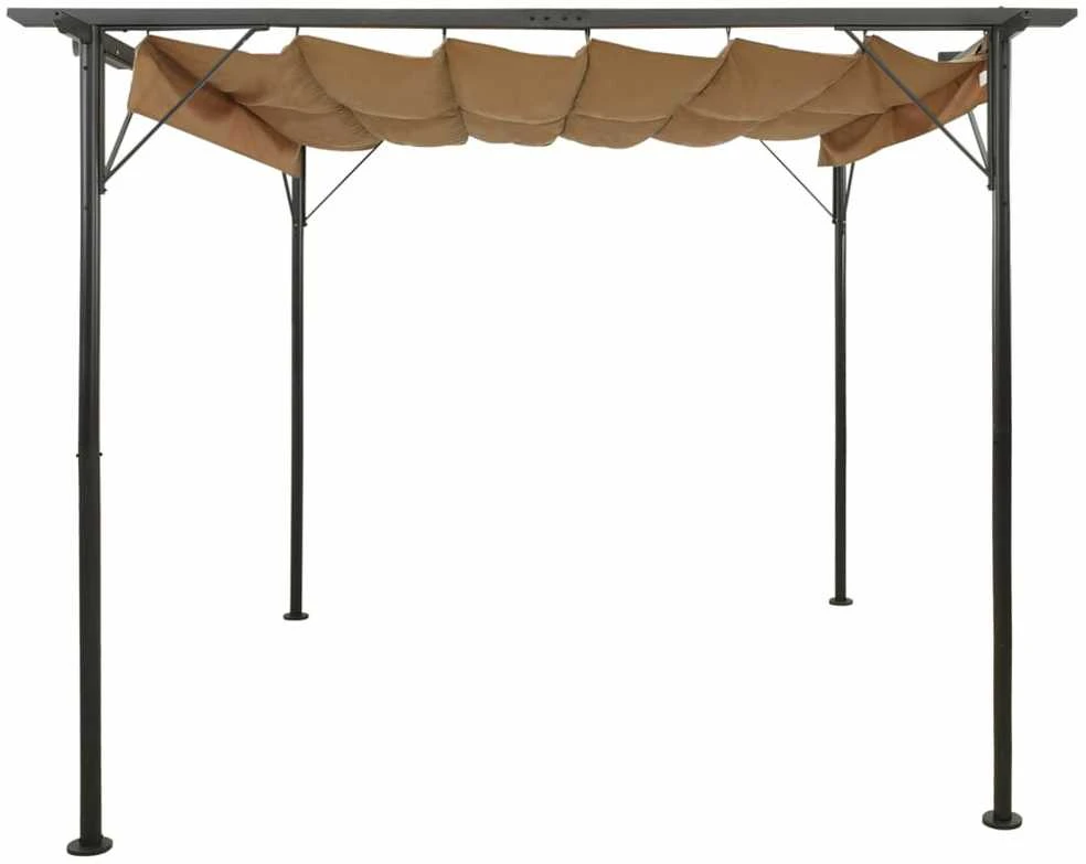 Pergolė su įtraukiamu stogu, taupe spalvos, 3x3m, plienas