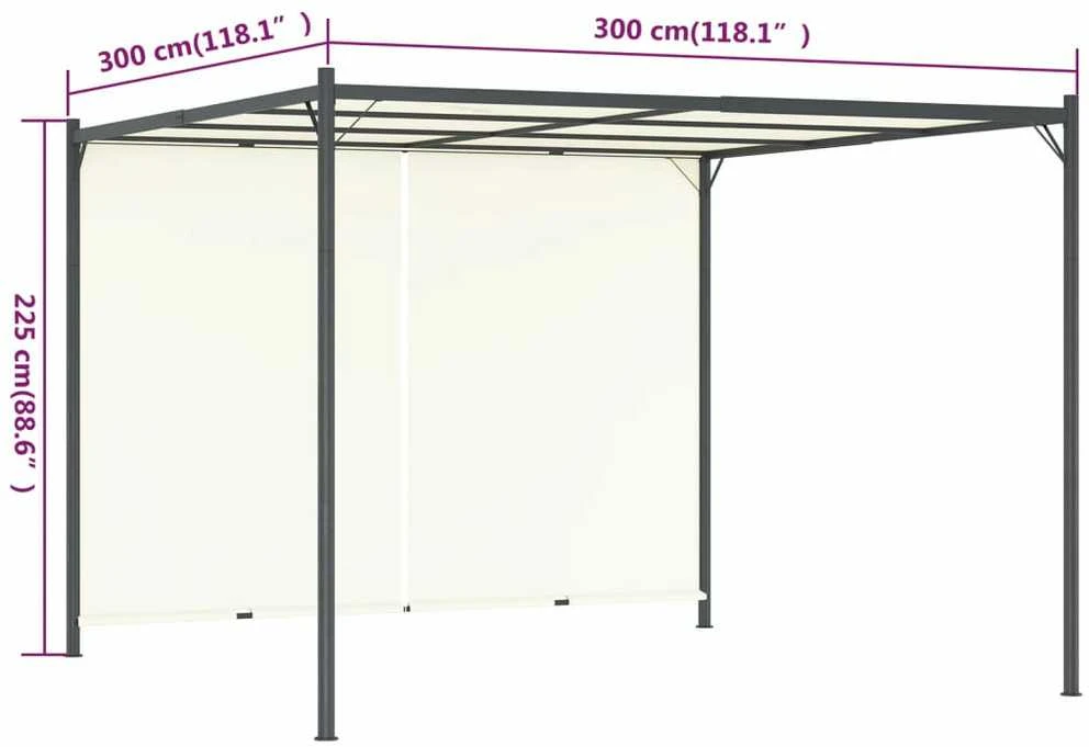 Pergolė su reguliuojamu stogu, kreminė balta, 3x3m, plienas