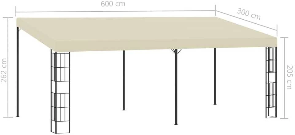 Prie sienos montuojama pavėsinė, kreminė, 3x6m, audinys