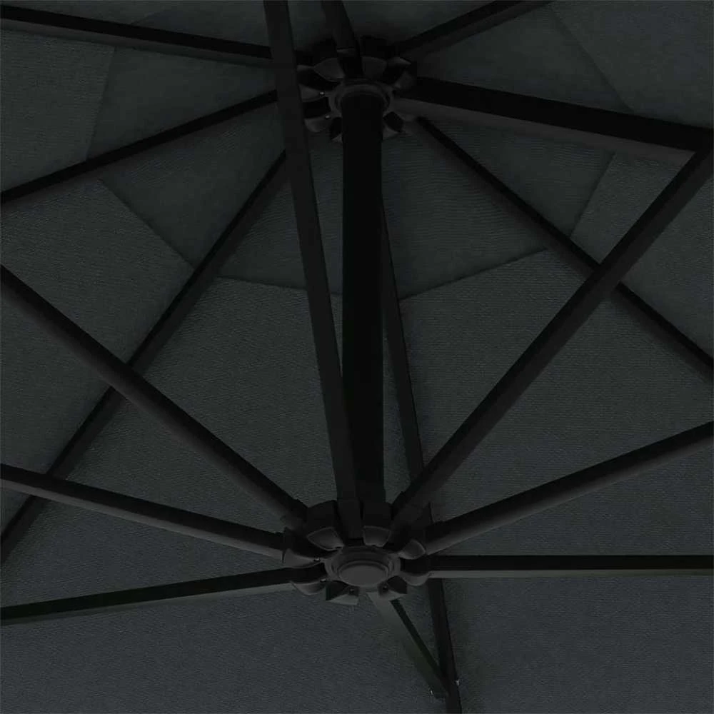 Prie sienos montuojamas sodo skėtis su LED, antracito, 300cm