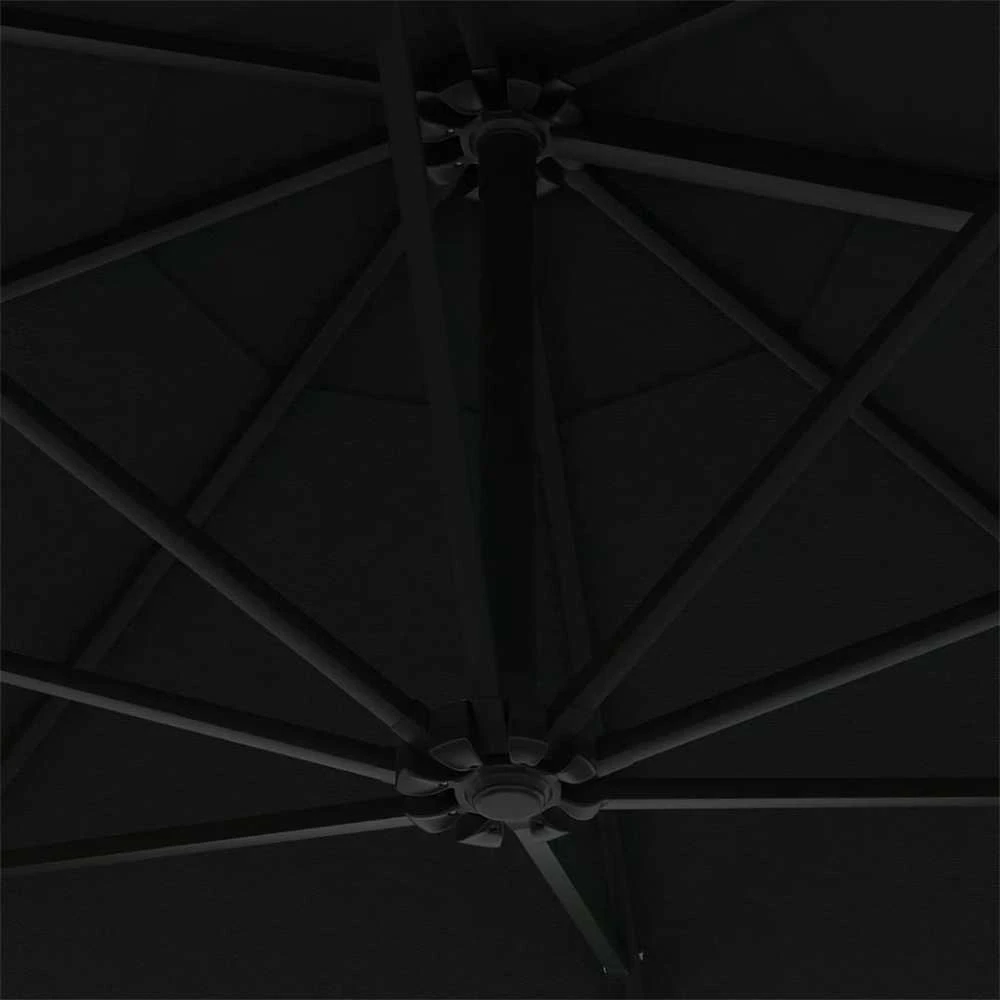 Prie sienos montuojamas sodo skėtis su LED, juodas, 300cm