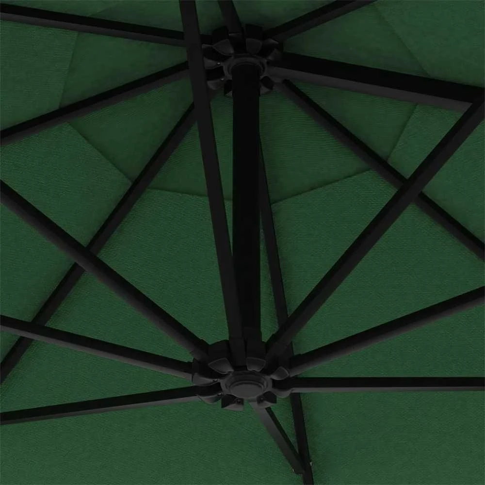 Prie sienos montuojamas sodo skėtis su LED, žalias, 300cm