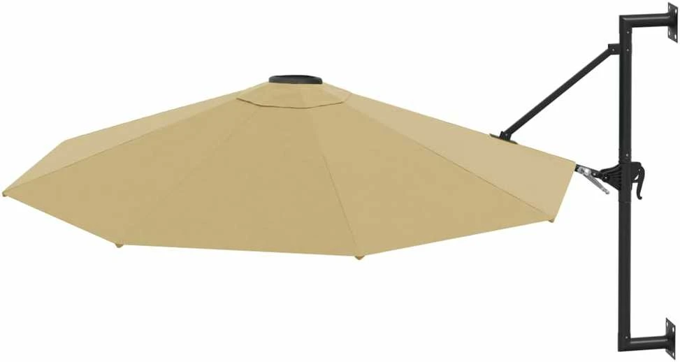 Prie sienos montuojamas skėtis su stulpu, taupe, 300cm