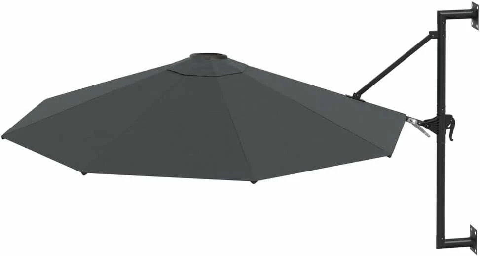 Prie sienos montuojamas skėtis su stulpu, antracito, 300cm