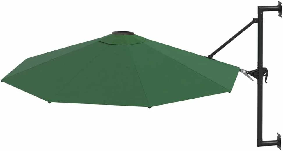 Prie sienos montuojamas skėtis su stulpu, žalias, 300cm