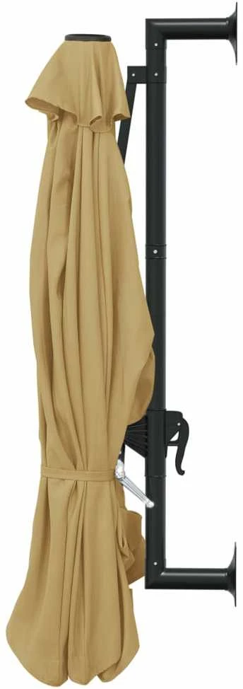 Prie sienos montuojamas skėtis su stulpu, taupe, 300cm