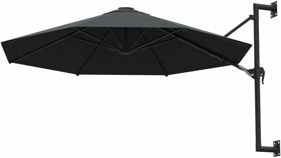 Prie sienos montuojamas skėtis su stulpu, antracito, 300cm