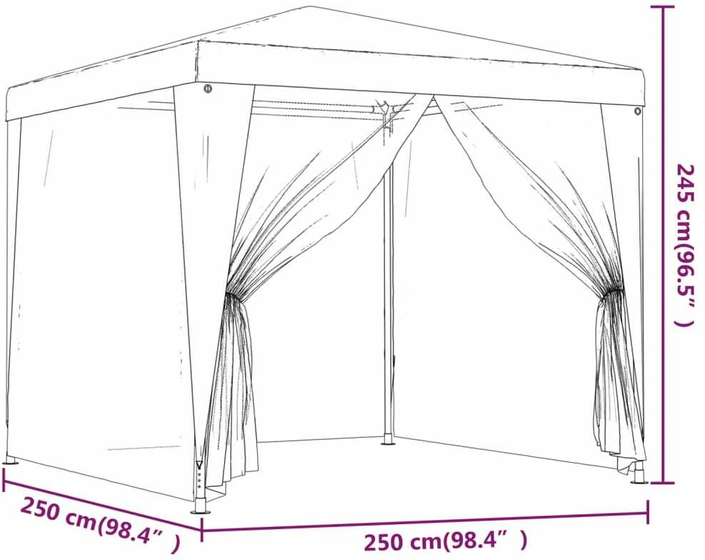 Proginė palapinė su 4 tinklinėmis sienomis, balta, 2,5x2,5m