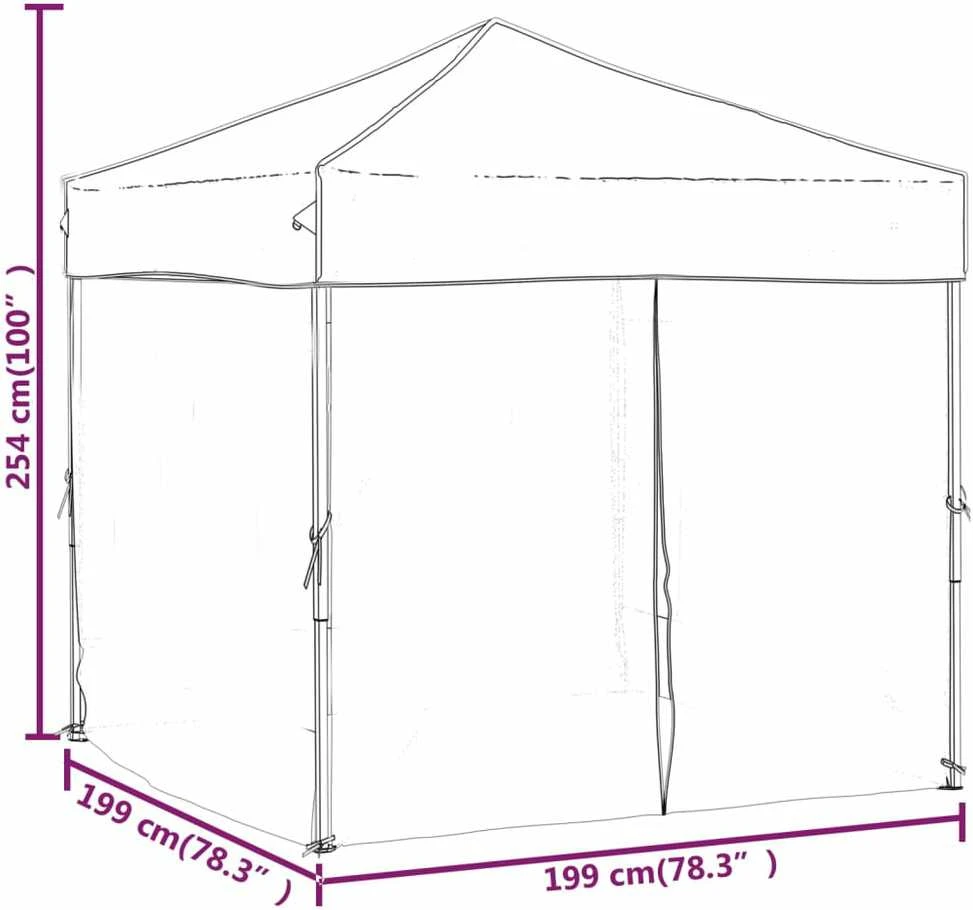 Proginė palapinė su šoninėmis sienomis, juoda, 2x2m