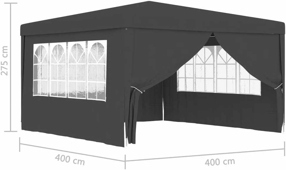 Proginė palapinė su šoninėmis sienomis, antracito, 4x4m, 90g/m²