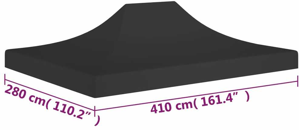 Proginės palapinės stogas, juodos spalvos, 4x3m, 270 g/m²