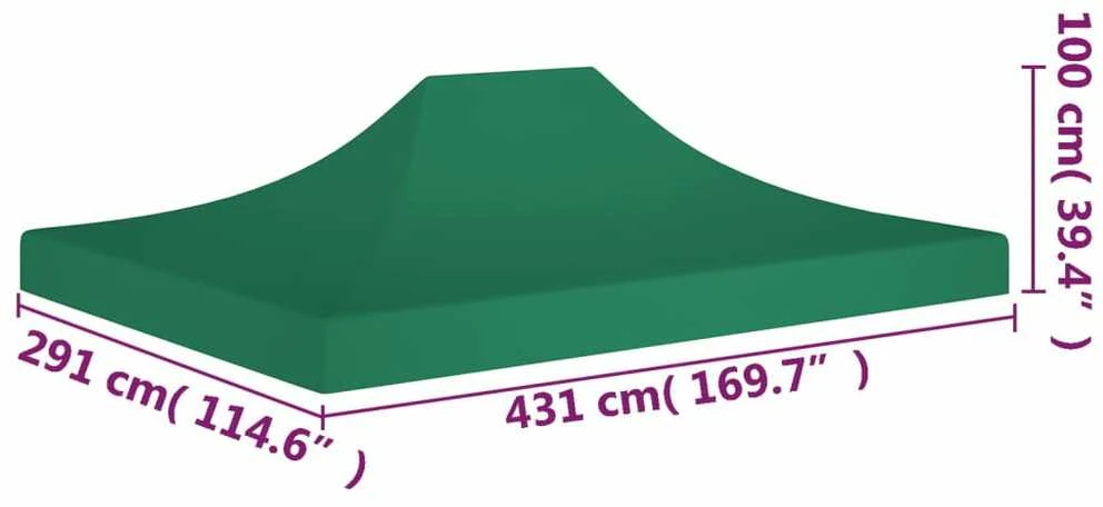 Proginės palapinės stogas, žalios spalvos, 4,5x3m, 270 g/m²