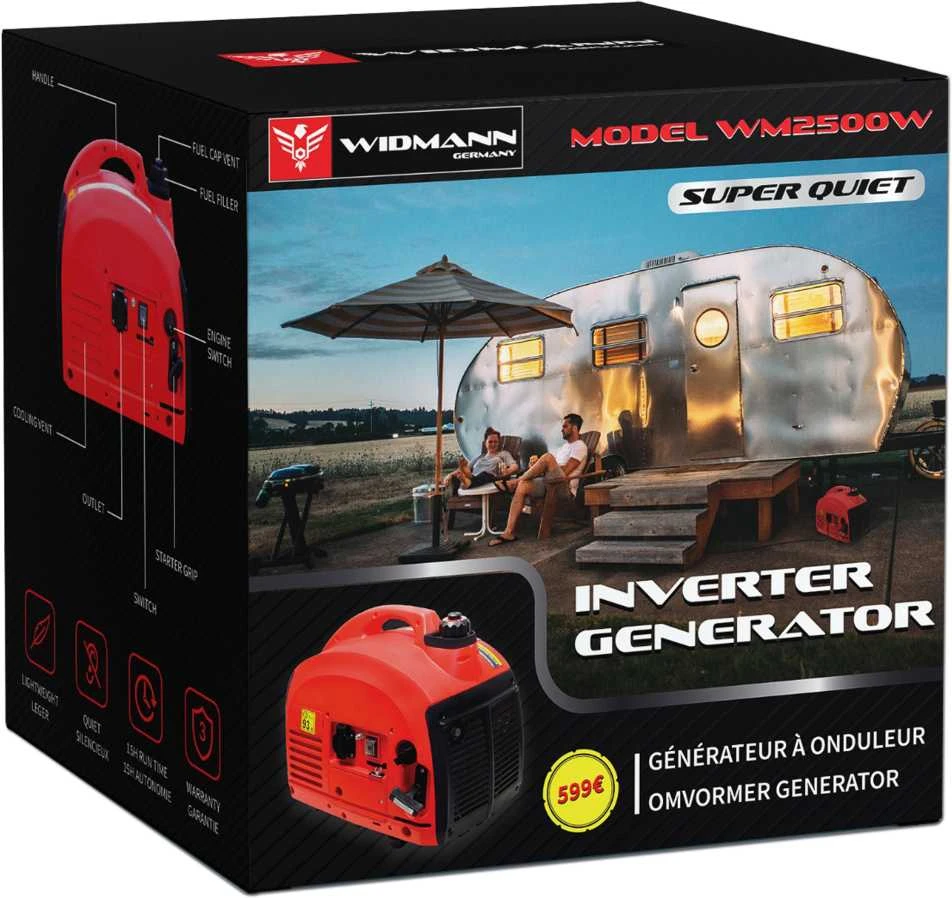 Aivolt "Widmann WM2500W": benzinu varomas nešiojamasis inverterinis generatorius - 650 W