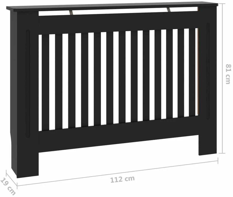 Radiatoriaus uždangalas, juodos spalvos, 112x19x81,5cm, MDF