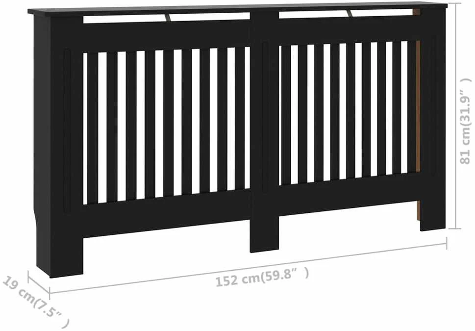 Radiatoriaus uždangalas, juodos spalvos, 152x19x81,5cm, MDF