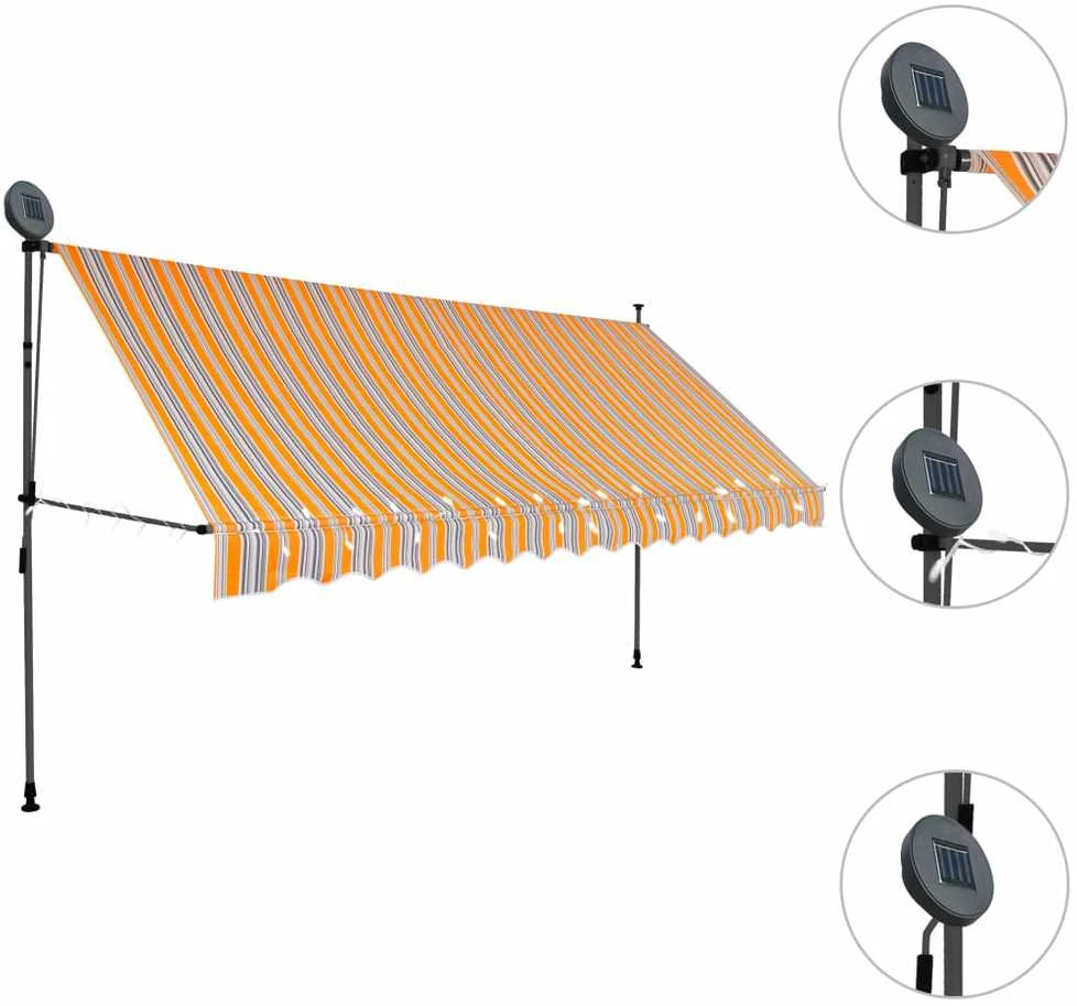 Rankinė ištraukiama markizė su LED, geltona ir mėlyna, 400cm