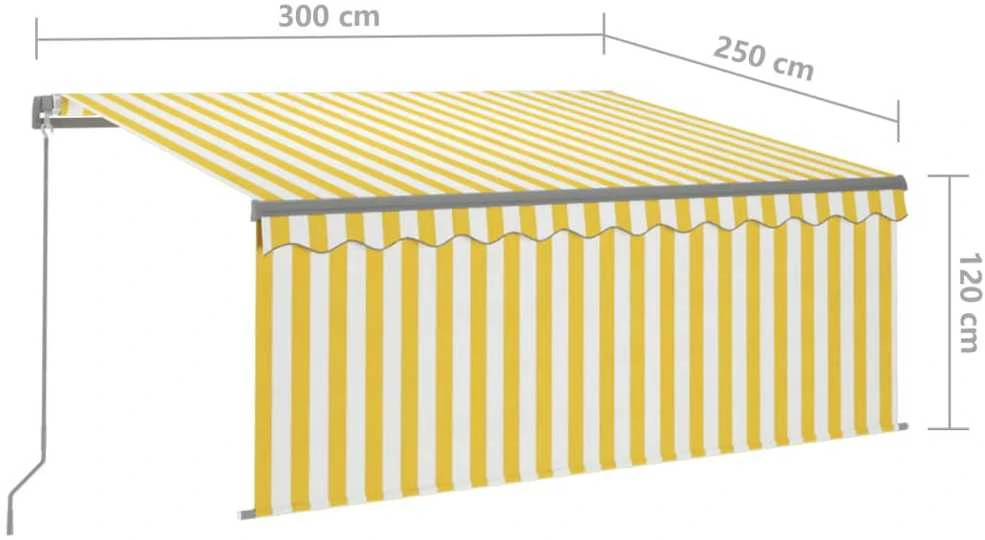Rankiniu būdu ištraukiama markizė, geltona ir balta, 3x2,5m