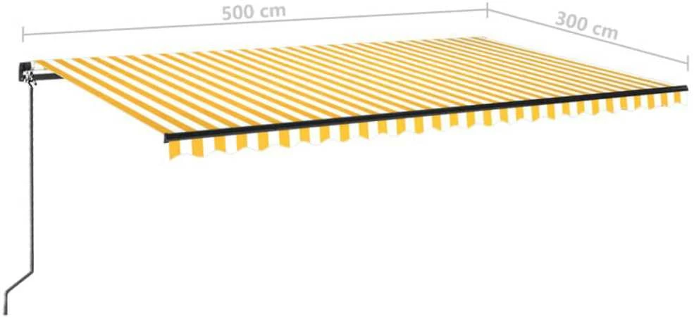 Rankiniu būdu ištraukiama markizė, geltona ir balta, 500x300cm
