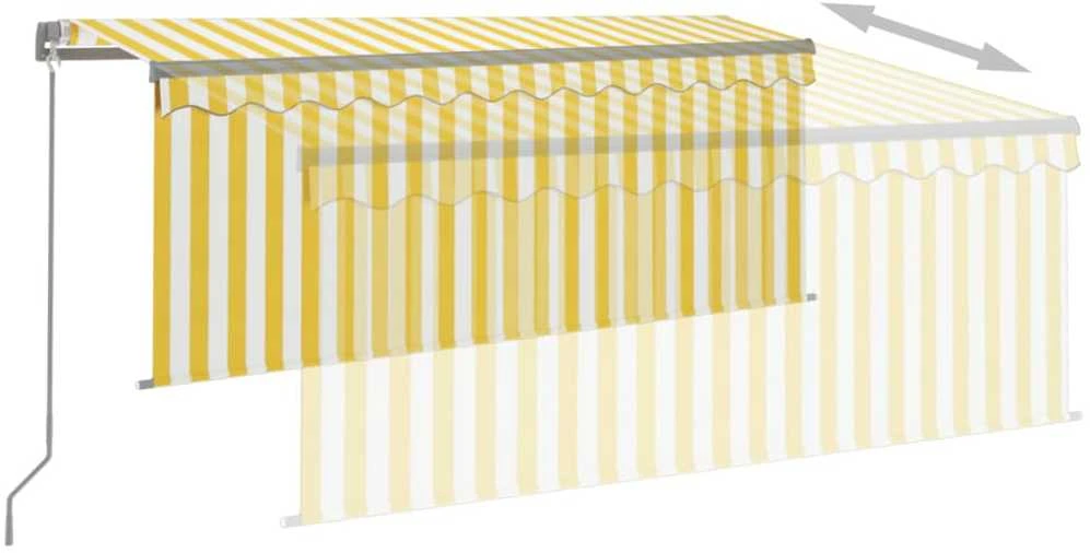 Rankiniu būdu ištraukiama markizė, geltona ir balta, 3x2,5m
