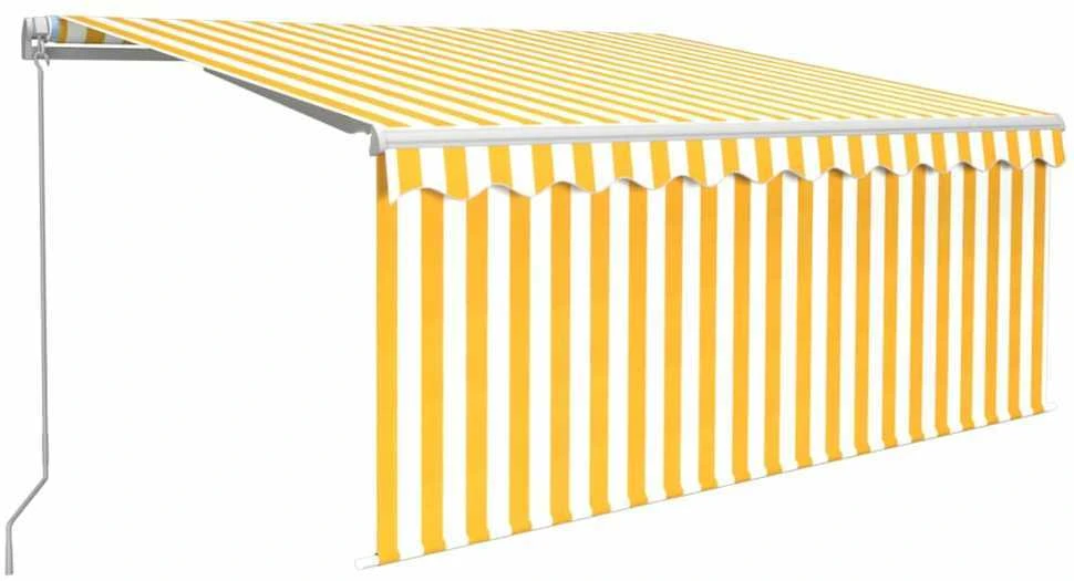 Rankiniu būdu ištraukiama markizė, geltona ir balta, 3,5x2,5m