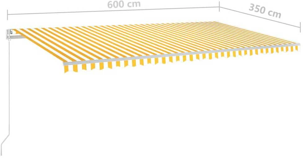 Rankiniu būdu ištraukiama markizė, geltona ir balta, 600x350cm