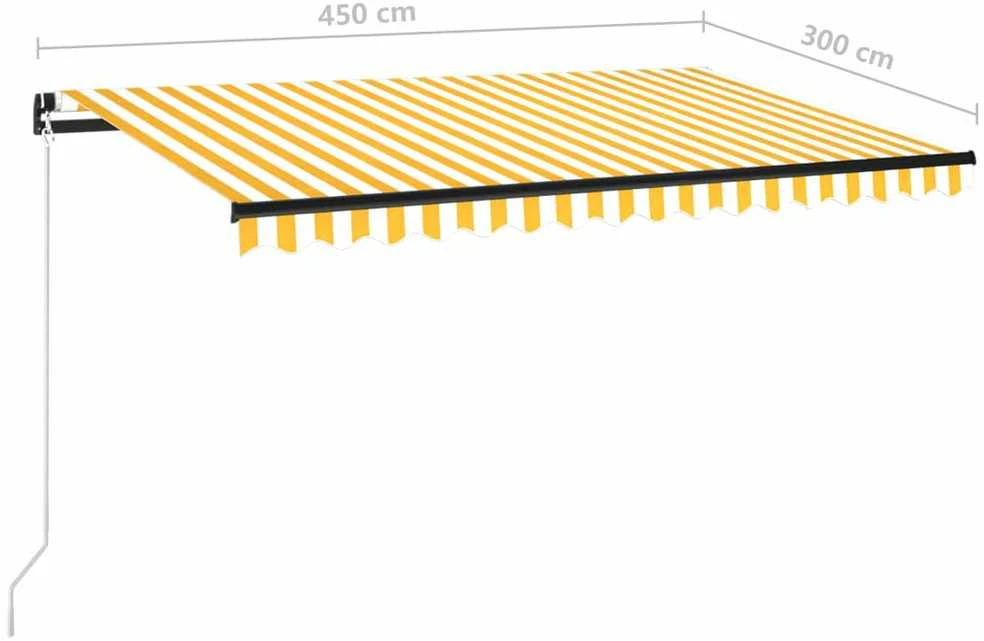 Rankiniu būdu ištraukiama markizė, geltona ir balta, 450x300cm