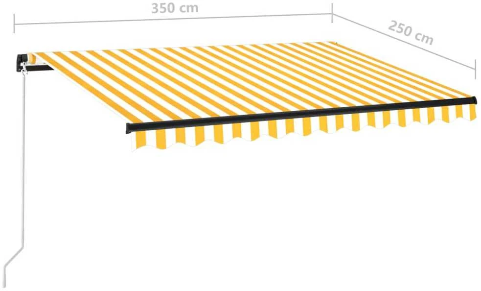 Rankiniu būdu ištraukiama markizė, geltona ir balta, 350x250cm