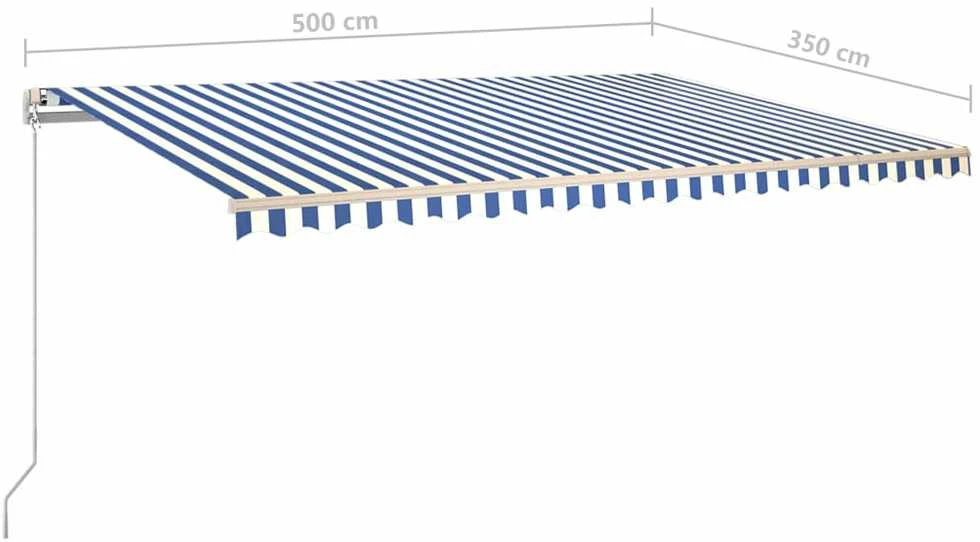 Rankiniu būdu ištraukiama markizė, mėlyna/balta, 500x350cm