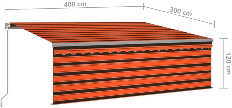 Rankiniu būdu ištraukiama markizė, oranžinė ir ruda, 4x3m