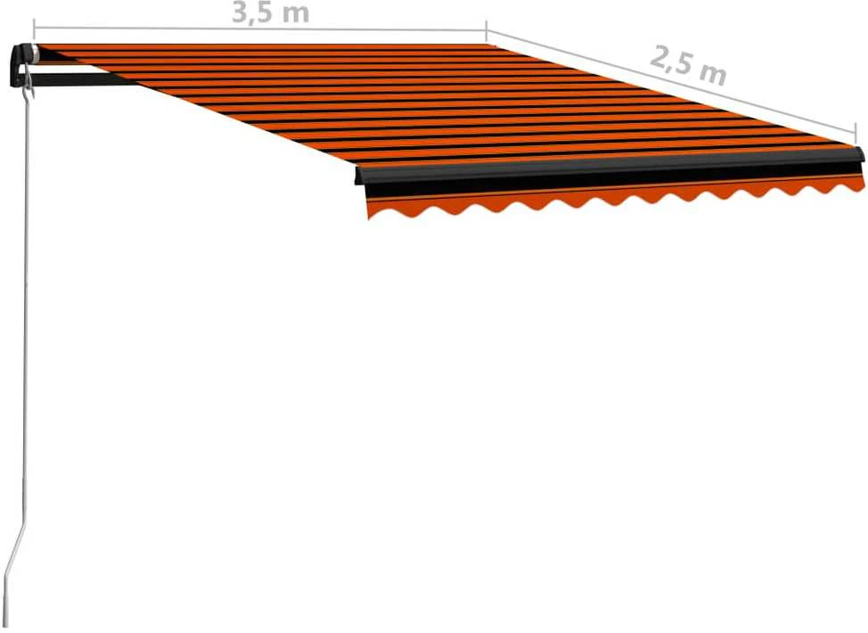 Rankiniu būdu ištraukiama markizė, oranžinė ir ruda, 350x250cm