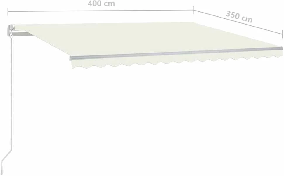 Rankiniu būdu ištraukiama markizė su LED, kreminė, 400x350cm
