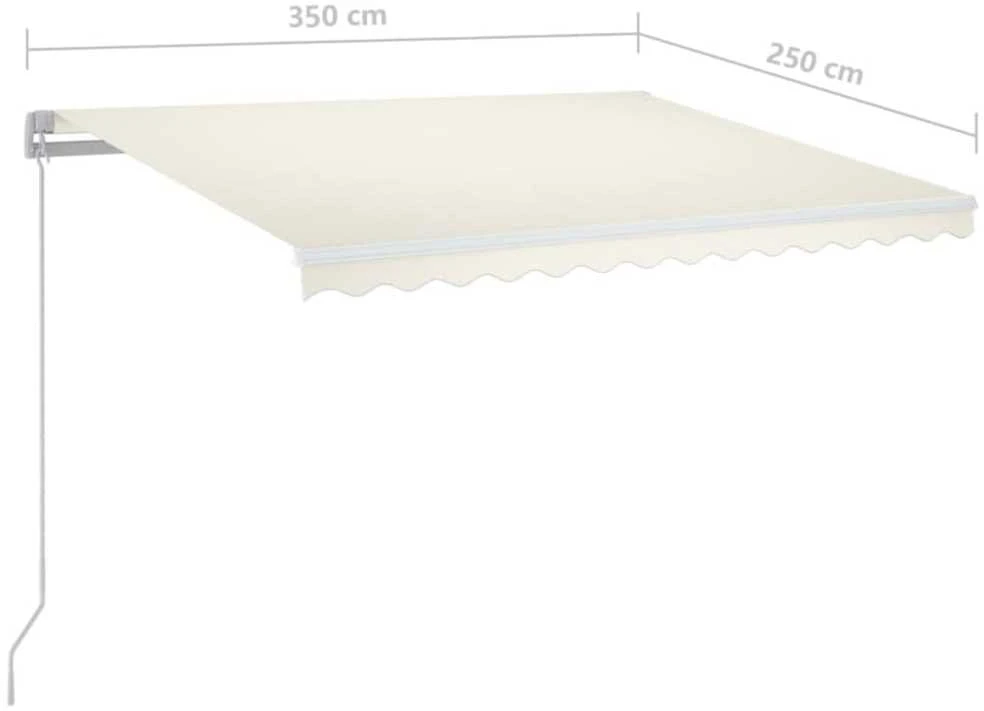 Rankiniu būdu ištraukiama markizė su LED, kreminė, 350x250cm