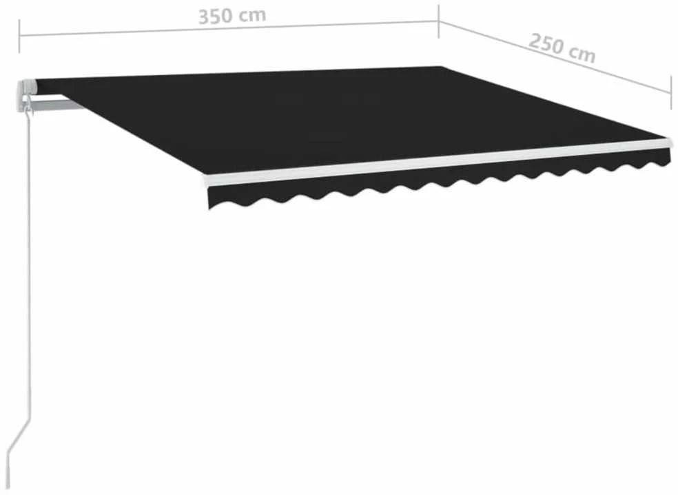 Rankiniu būdu ištraukiama markizė su LED, antracito, 350x250cm