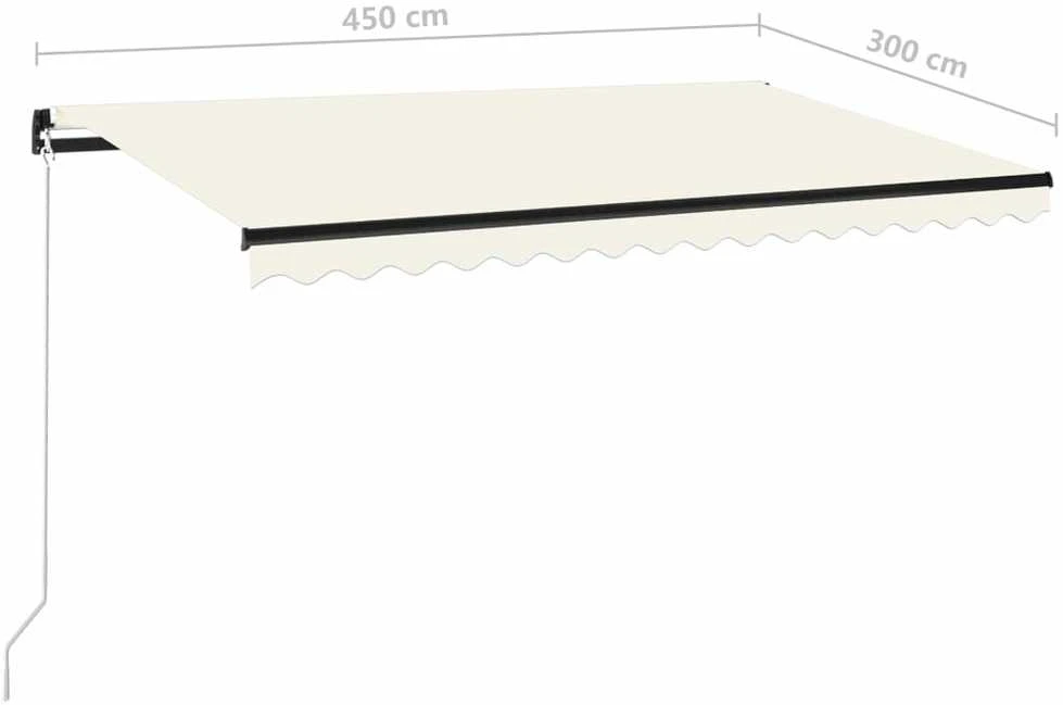 Rankiniu būdu ištraukiama markizė su LED, kreminė, 450x300cm