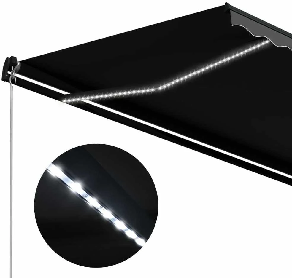 Rankiniu būdu ištraukiama markizė su LED, antracito, 450x300cm