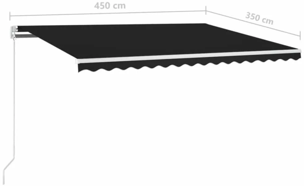 Rankiniu būdu ištraukiama markizė su LED, antracito, 450x350cm