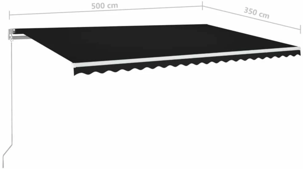 Rankiniu būdu ištraukiama markizė su LED, antracito, 500x350cm