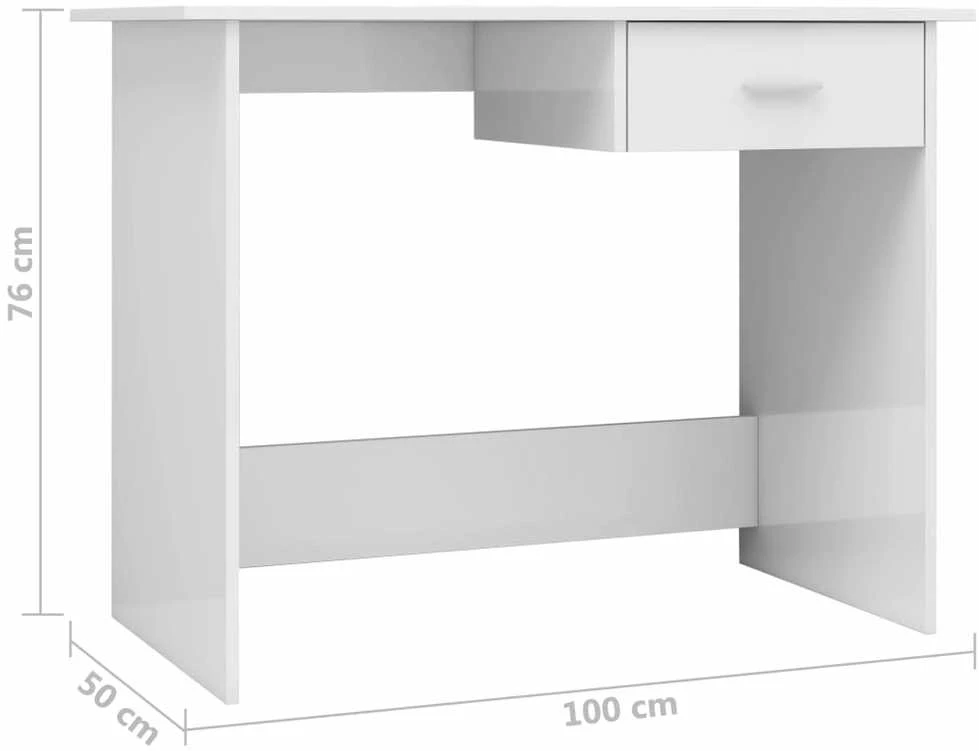 Rašomasis stalas, baltos spalvos, 100x50x76cm, apdirbta mediena