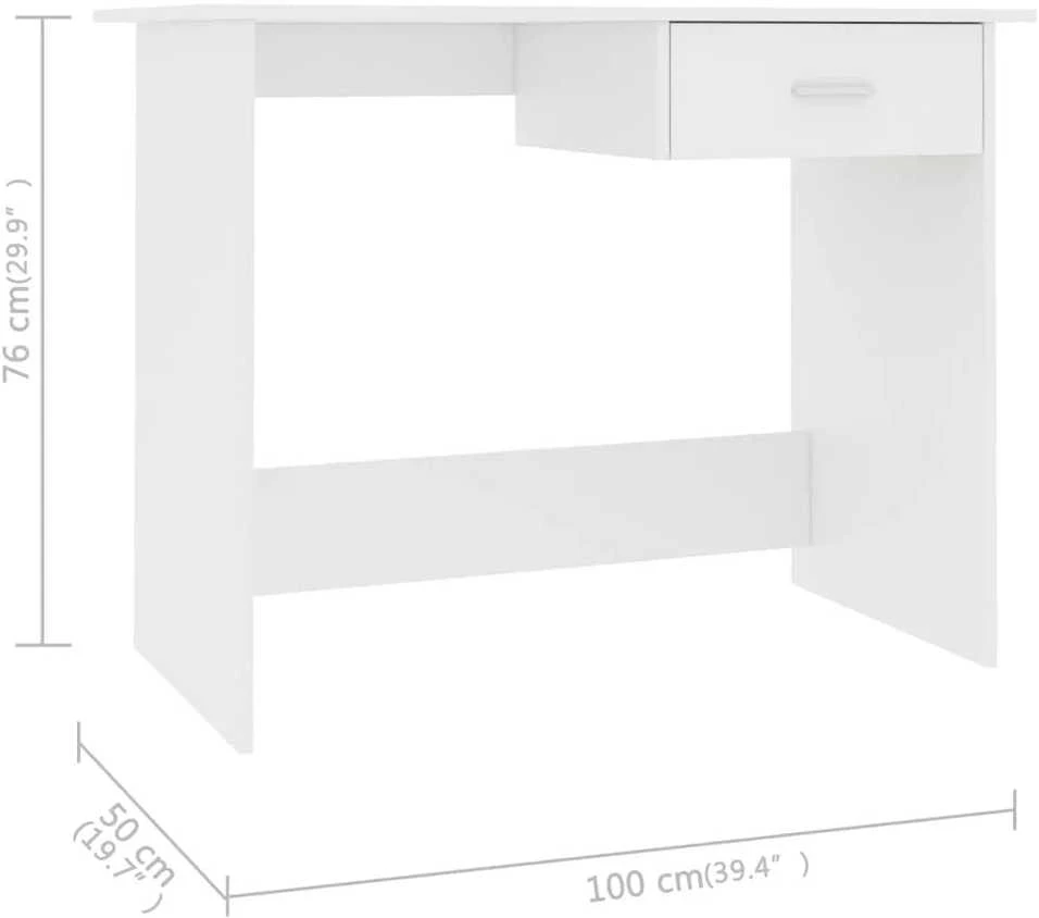 Rašomasis stalas, baltos spalvos, 100x50x76cm, apdirbta mediena