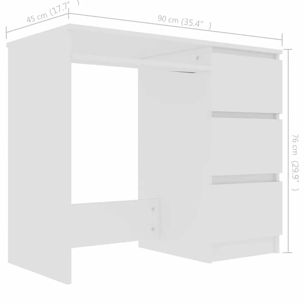 Rašomasis stalas, baltos spalvos, 90x45x76cm, apdirbta mediena