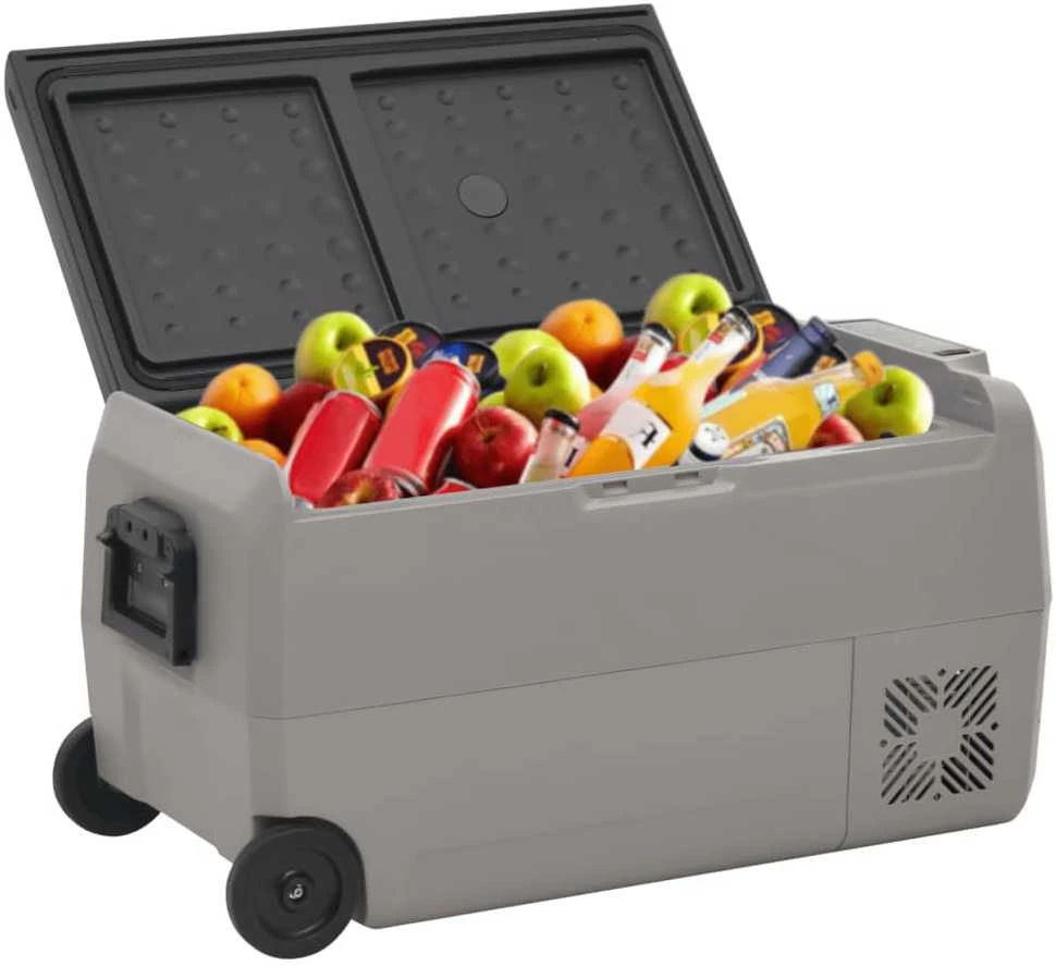 Šaltdėžė su ratukais ir rankena, juoda ir pilka, 50l, PP ir PE