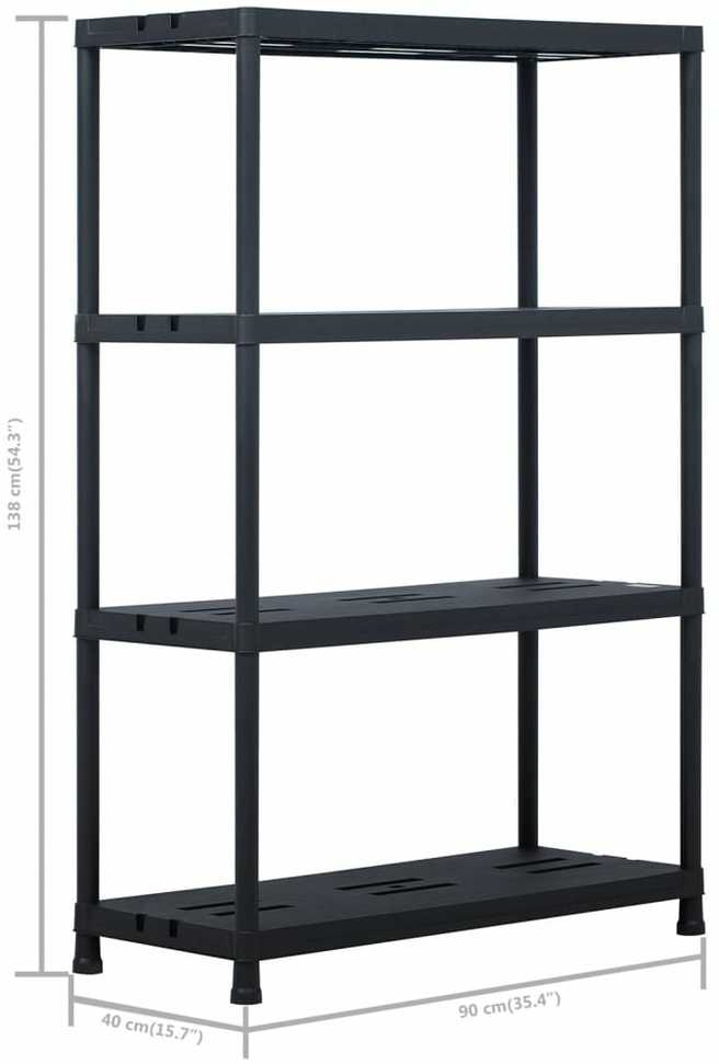 Sandėliavimo lentynos, 2vnt., juod., 90x40x138cm, plast., 220kg