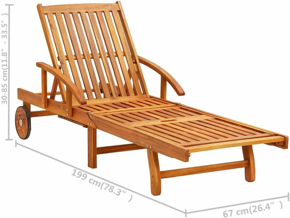 Sofa Saulės gultai su čiužinukais, 2vnt., akacijos medienos masyvas